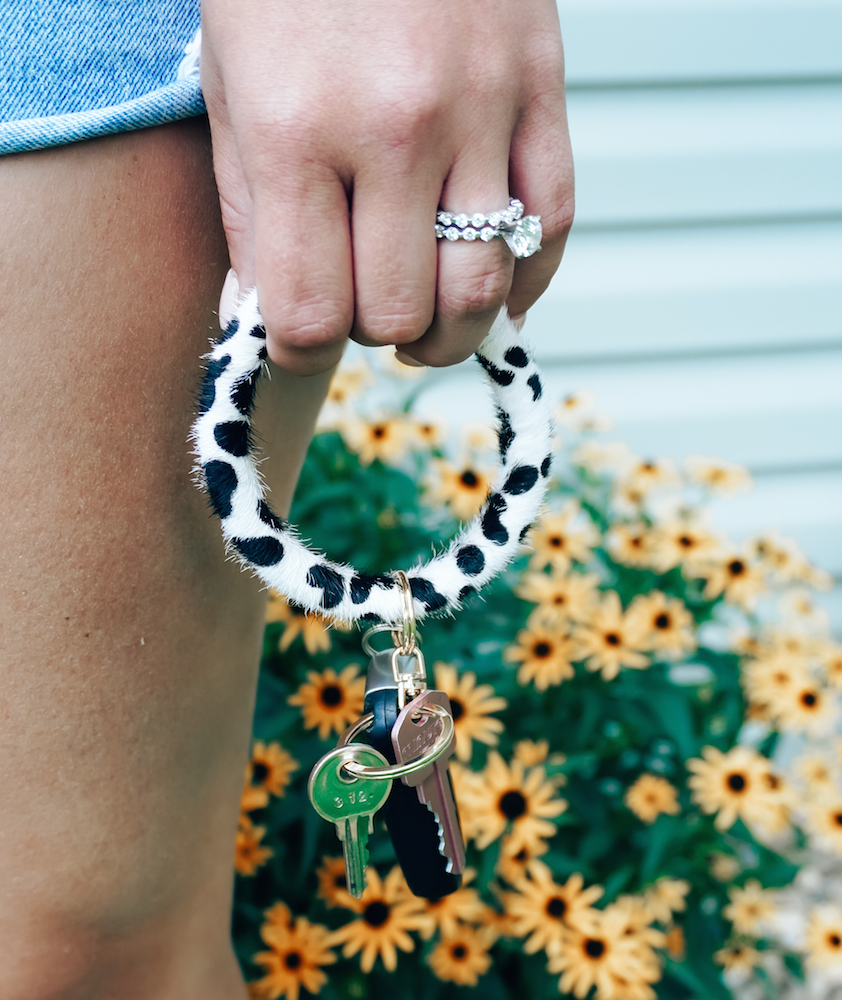 Cow Print Key Ring